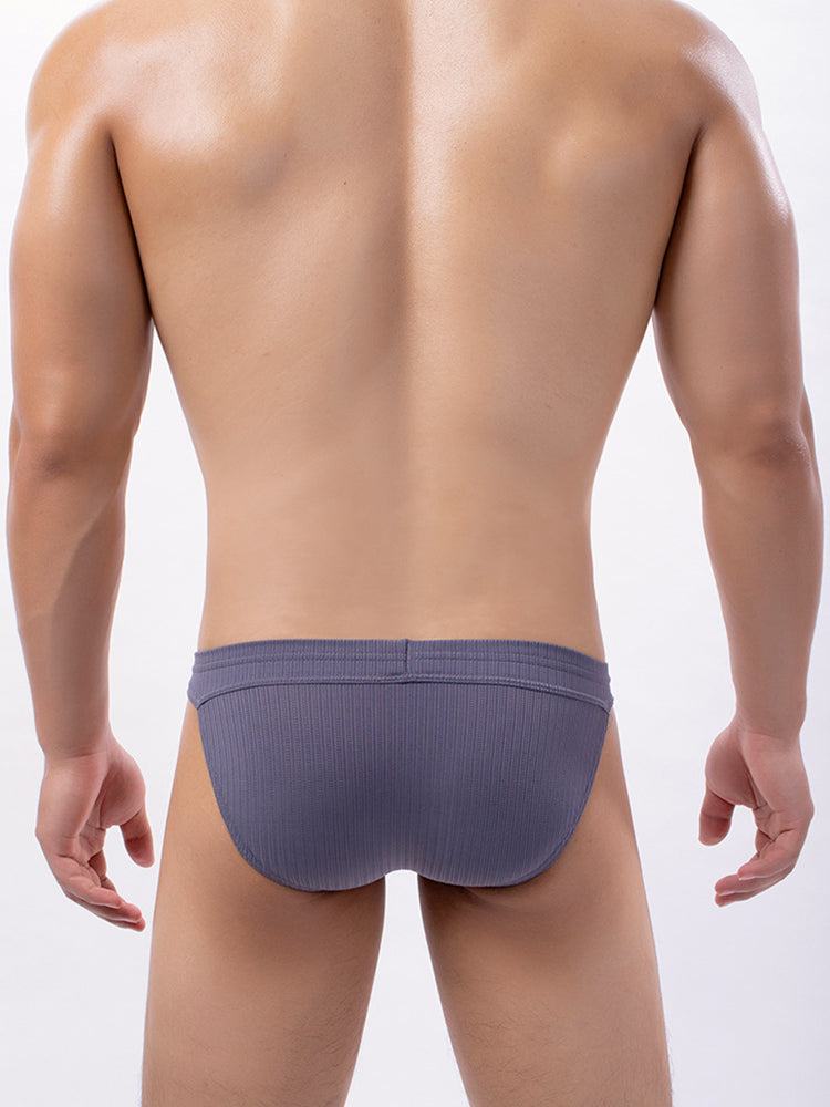 3 Pack Men's Threaded Fabric Briefs with U Convex Pouch