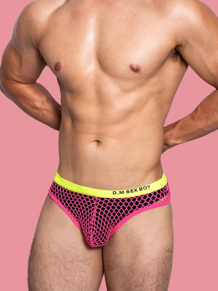 3 Pack Men's Low-Waist Sexy Big Mesh Breathable Transparent Sports Briefs