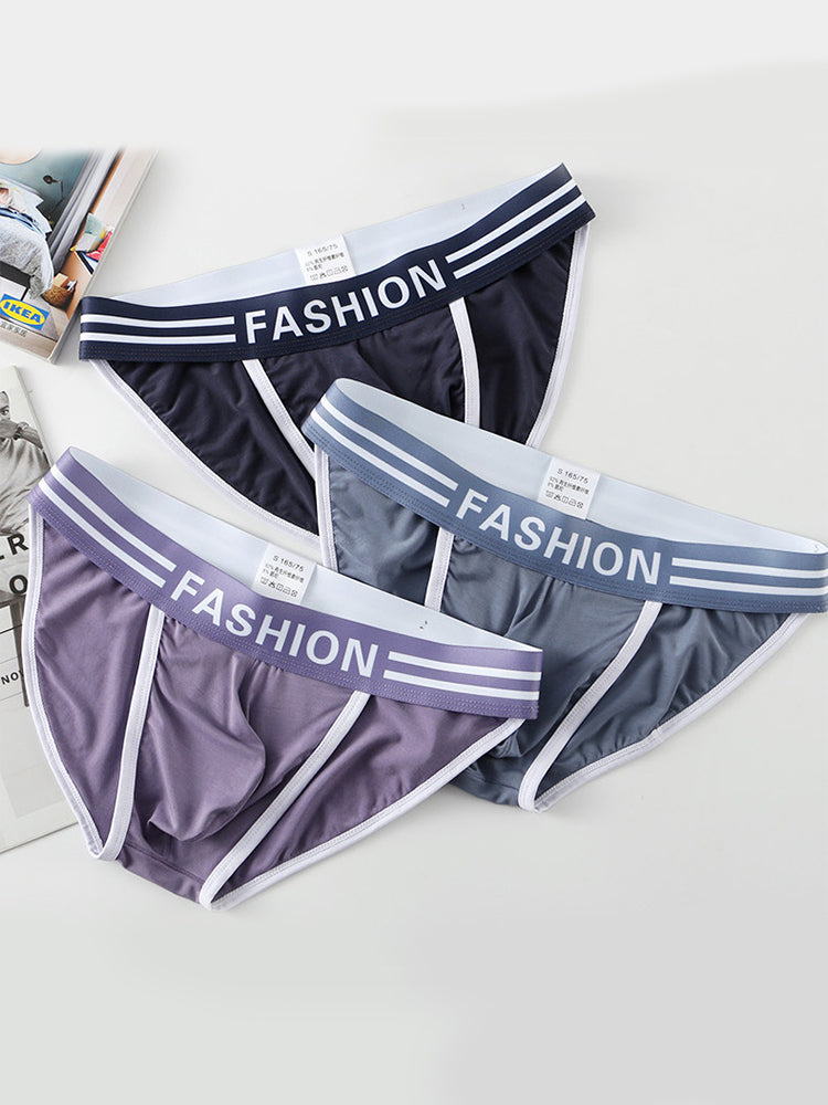 3 Pack Men's High-Cut Sexy Comfortable U-Convex Breathable Briefs