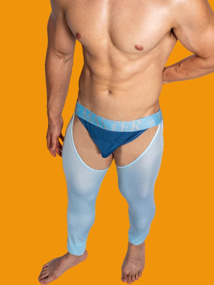 Men's Low-Waist Sexy Hollow Silk-Smooth Semi-Transparent Thermal Pants