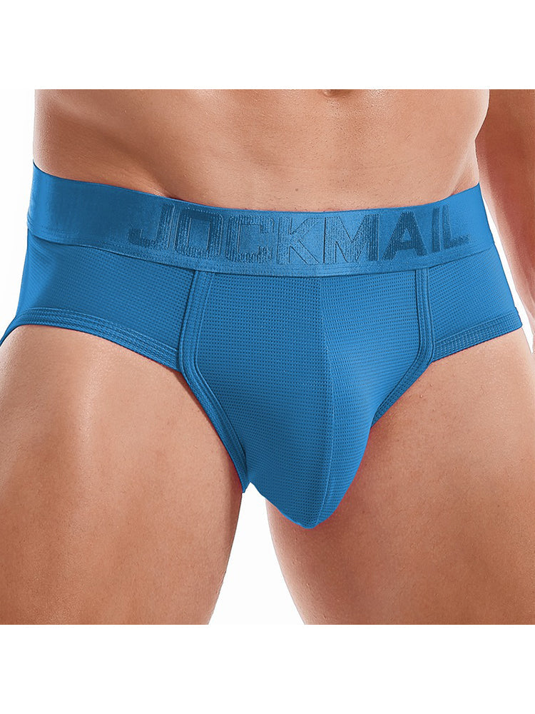 Men's Solid Color Mesh Breathable Sports Fitness Briefs