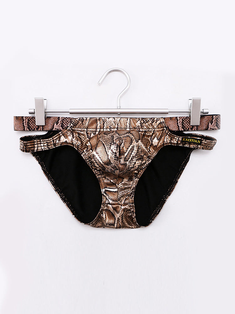 2-pack Men's Snake Print Hollow Briefs