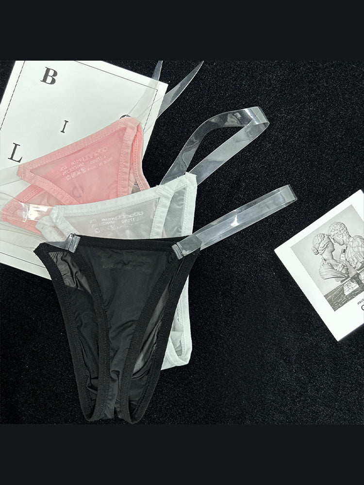 2 Pack Men's Sexy Seamless Semi-Transparent Thong & Strings