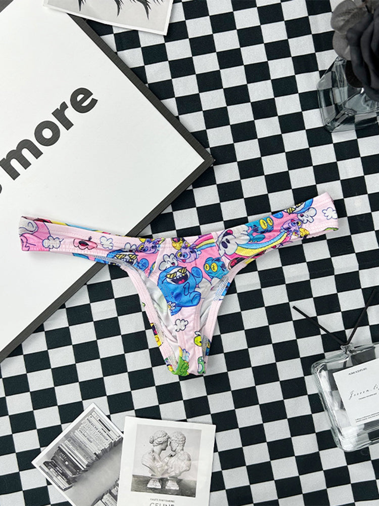 2 Pack Men's Low-Rise Sexy Print Thong