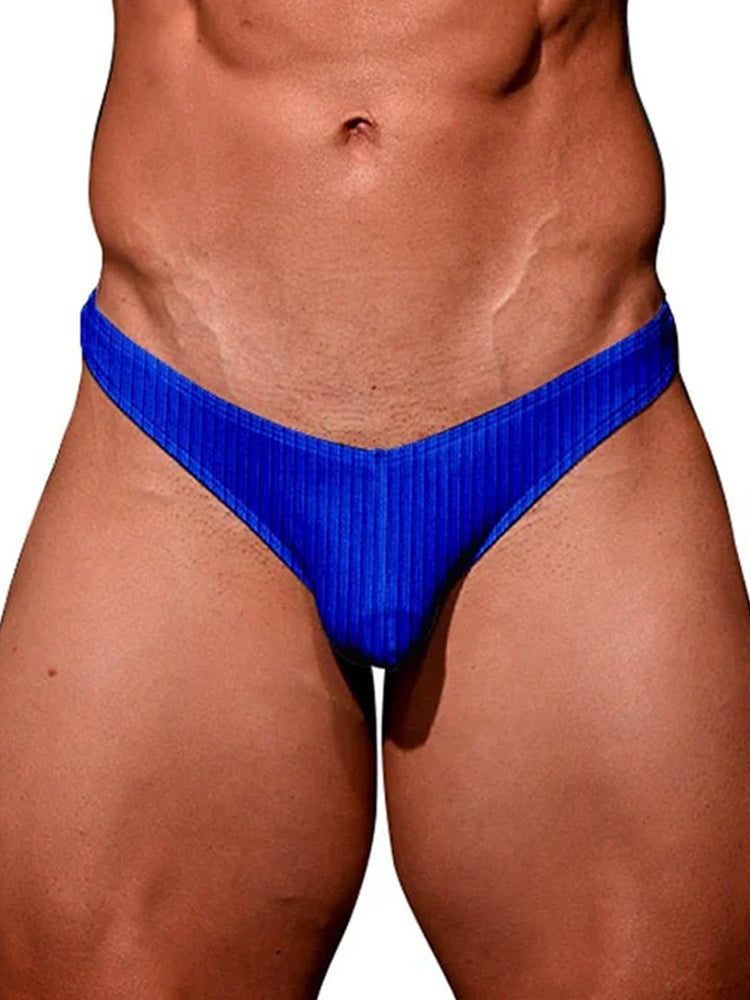 2-pack Men's Ribbed Low-rise Solid Color Thong