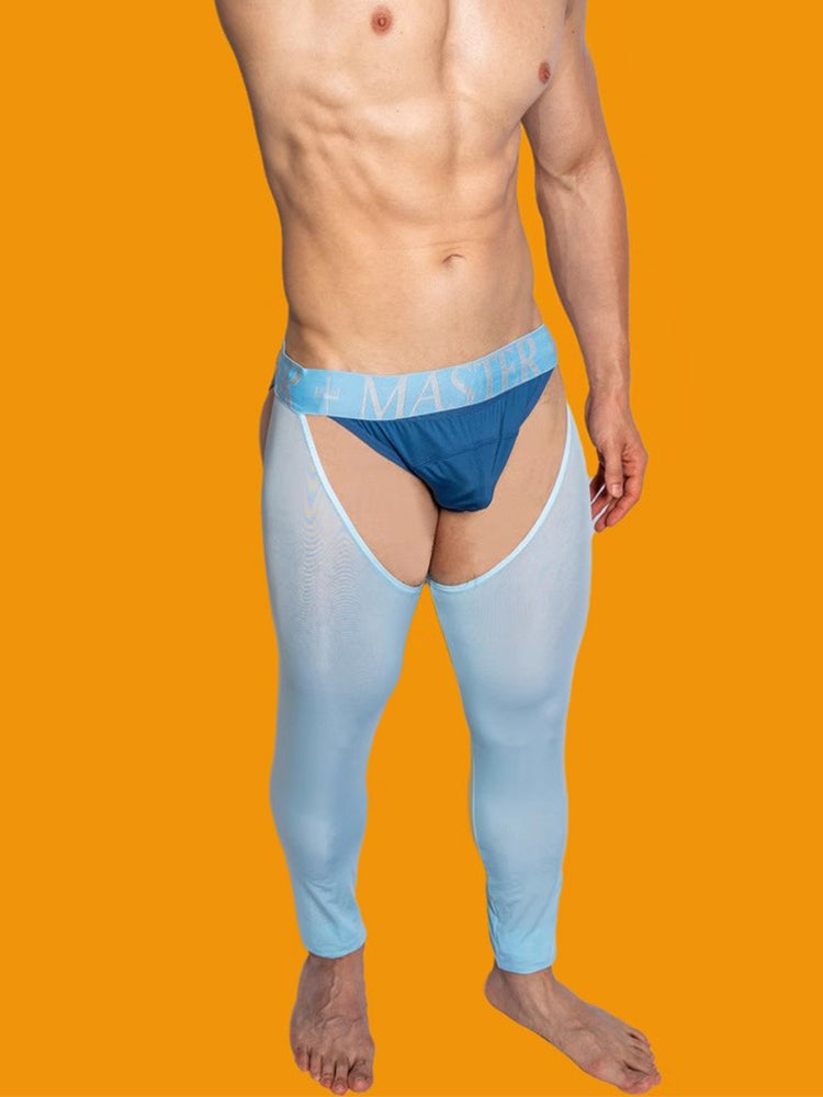 Men's Low-Waist Sexy Hollow Silk-Smooth Semi-Transparent Thermal Pants