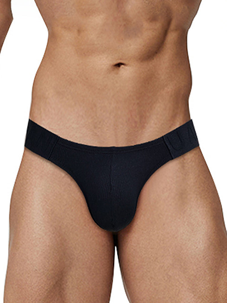 2 Pack Men's Low-Rise High-Cut Ribbed Cotton Bikini