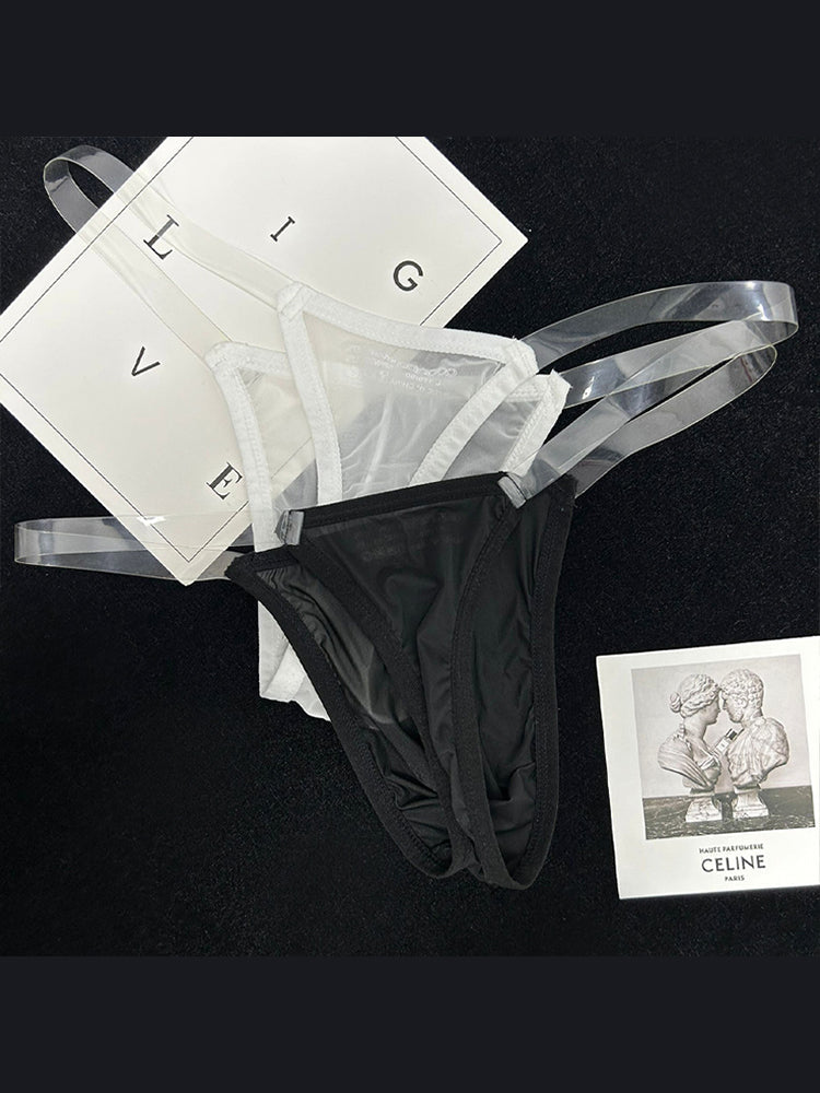 2 Pack Men's Sexy Seamless Semi-Transparent Thong & Strings