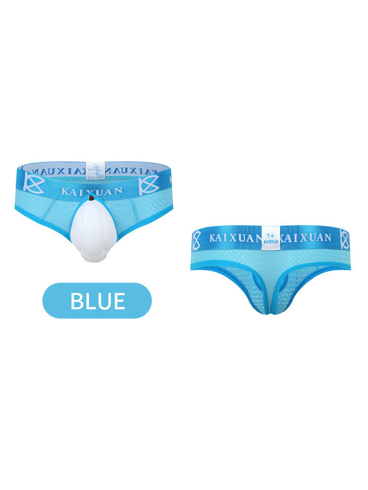 2 Pack Men's Breathable Mesh Removable U-Shaped Pocket Thongs