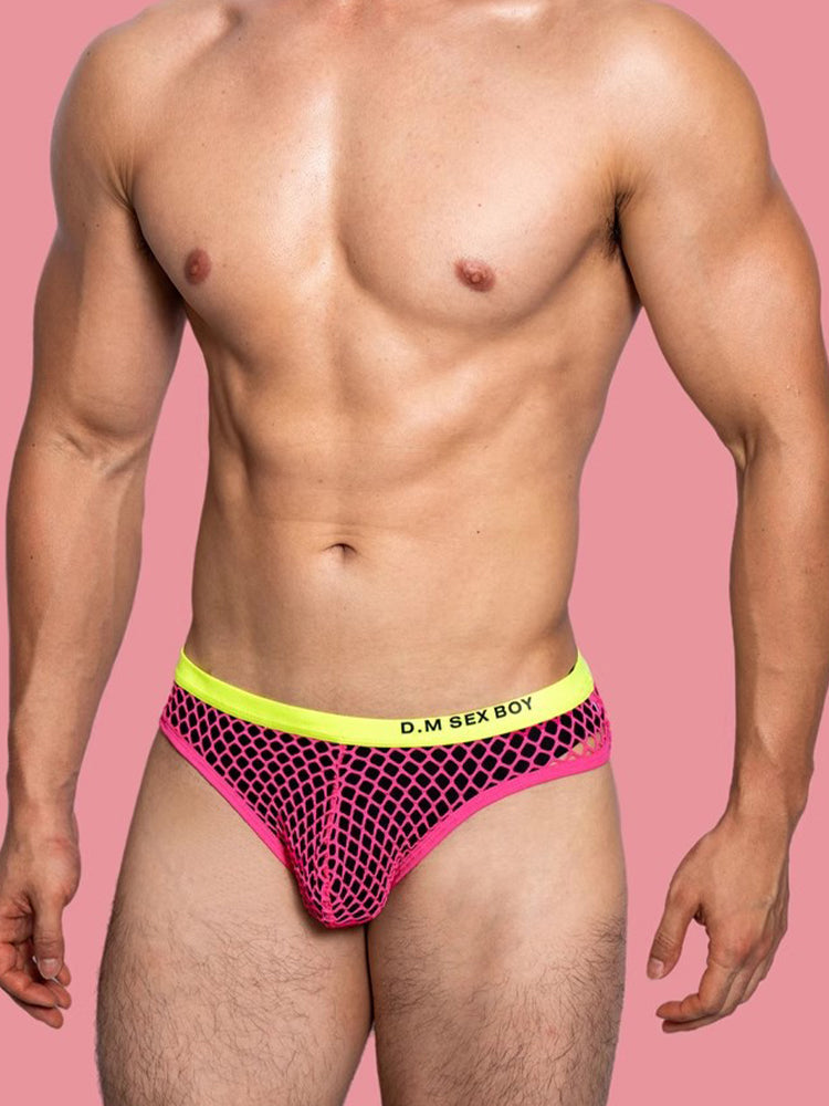 3 Pack Men's Low-Waist Sexy Big Mesh Breathable Transparent Sports Briefs