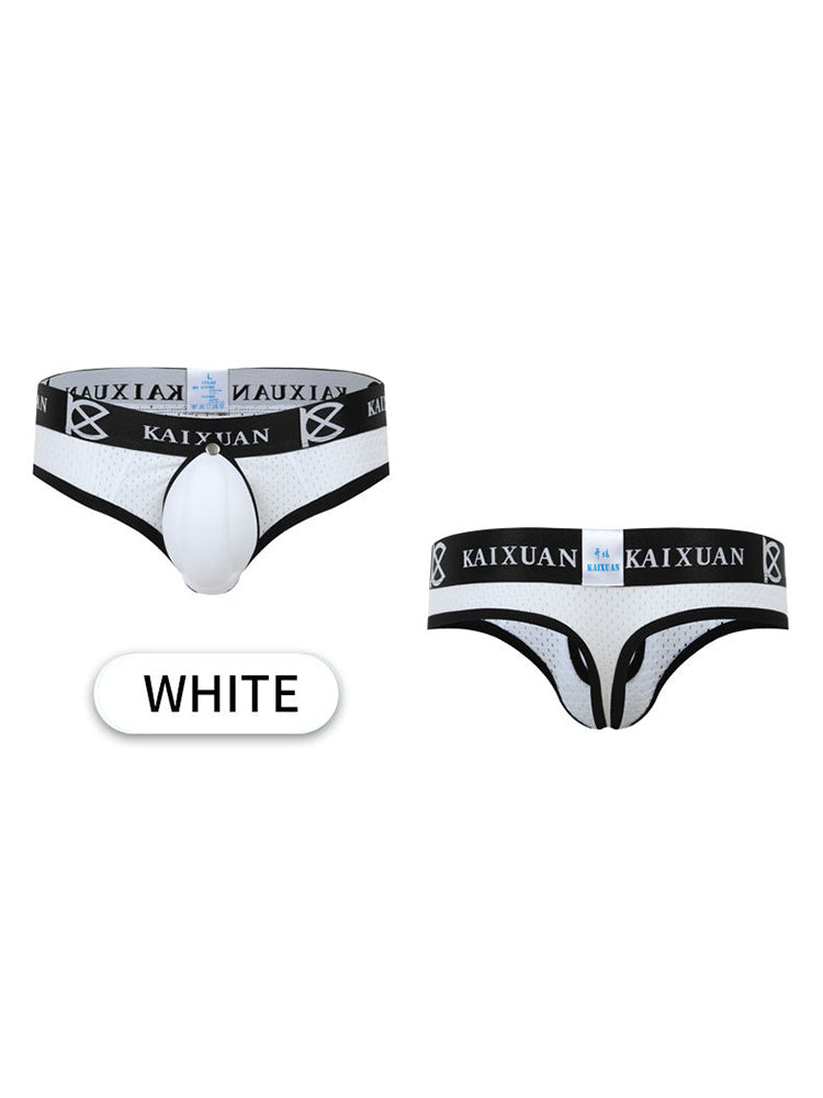 2 Pack Men's Breathable Mesh Removable U-Shaped Pocket Thongs