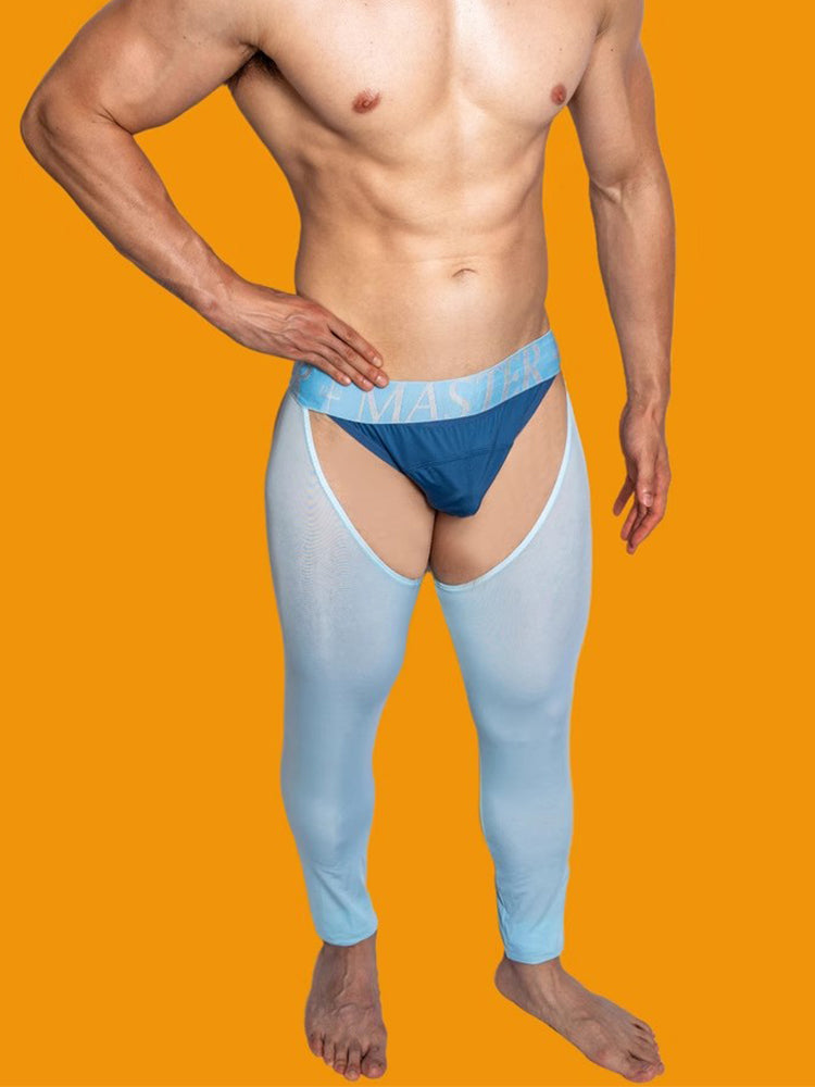 Men's Low-Waist Sexy Hollow Silk-Smooth Semi-Transparent Thermal Pants