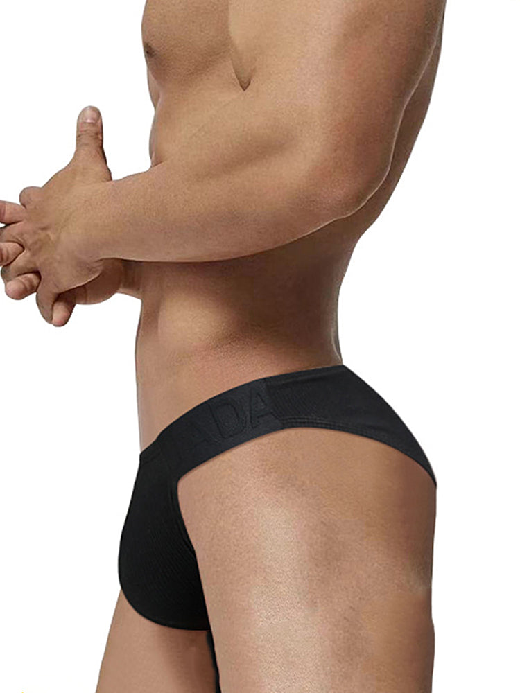 2 Pack Men's Low-Rise High-Cut Ribbed Cotton Bikini