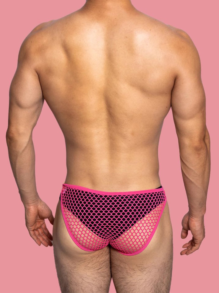 2 Pack Men's Low Waist Sexy Mesh Breathable Sports Transparent Briefs