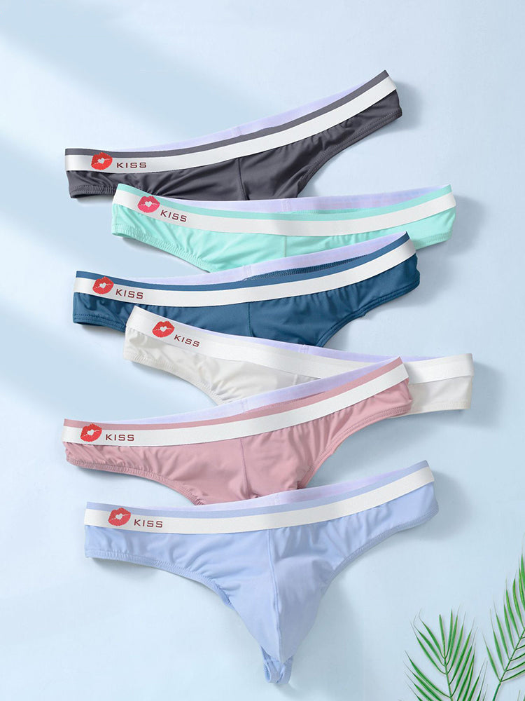 3 Pack Men's Ice Silk Sexy U-Shaped Pouch Kiss Thong