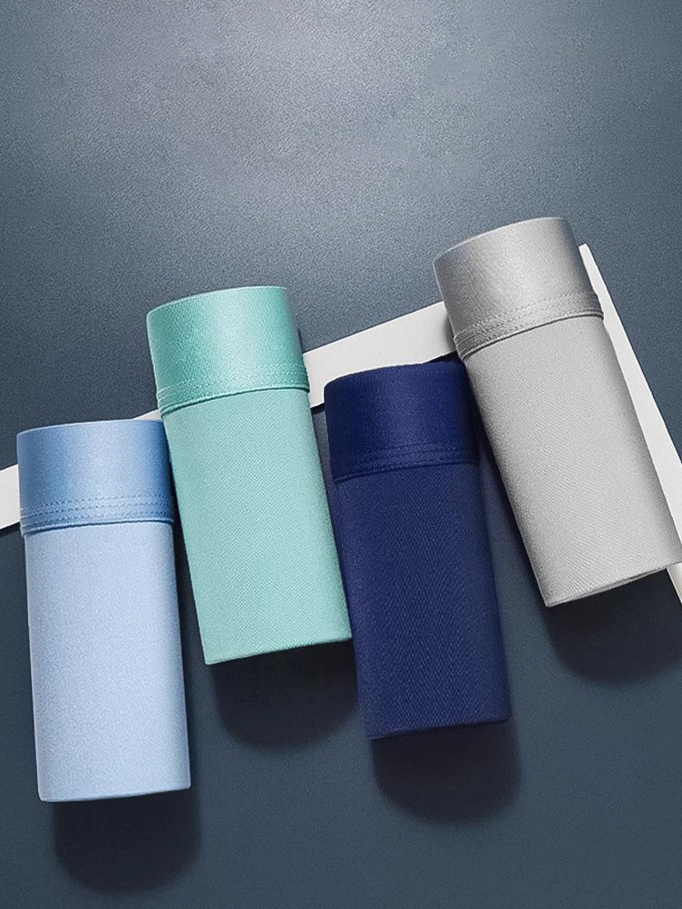 3 Pack Men's Ultra-thin Ice Silk Seamless Solid Trunks