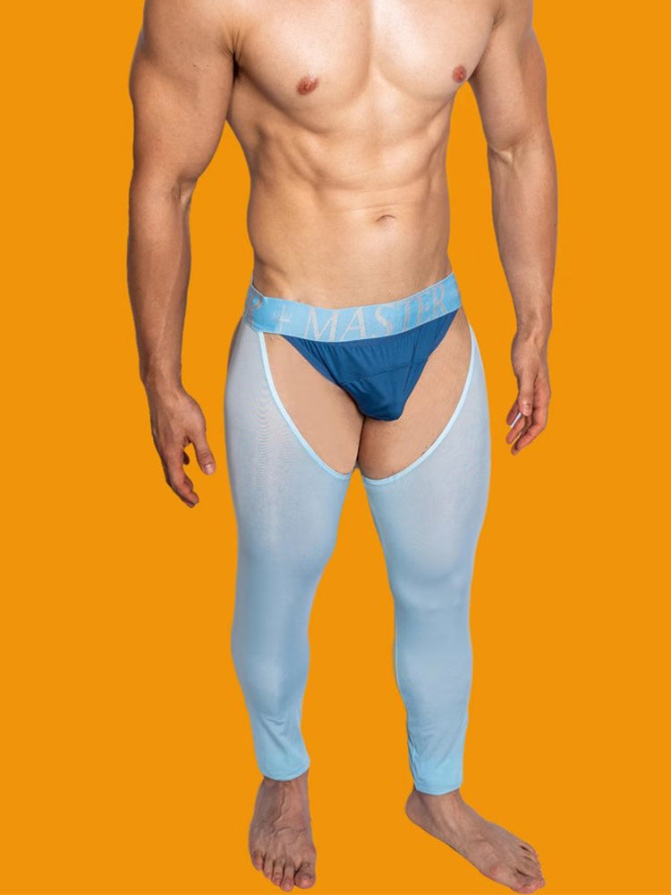 Men's Low-Waist Sexy Hollow Silk-Smooth Semi-Transparent Thermal Pants