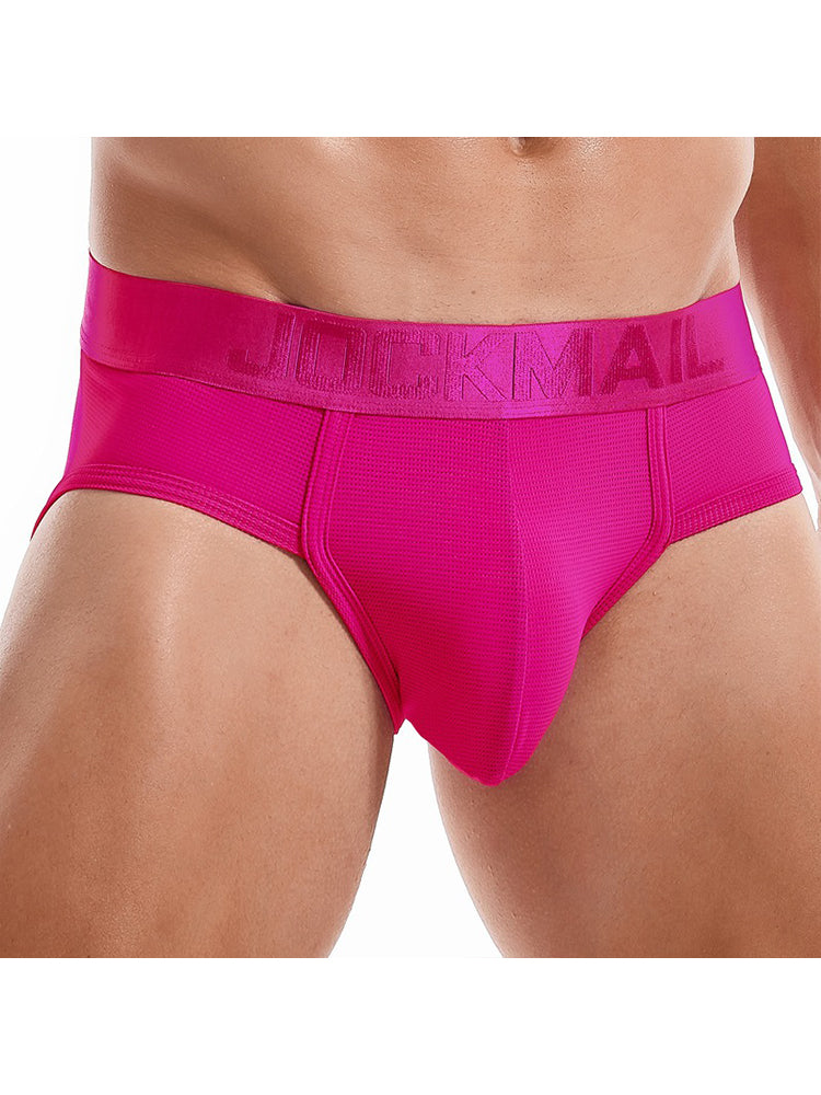 Men's Solid Color Mesh Breathable Sports Fitness Briefs