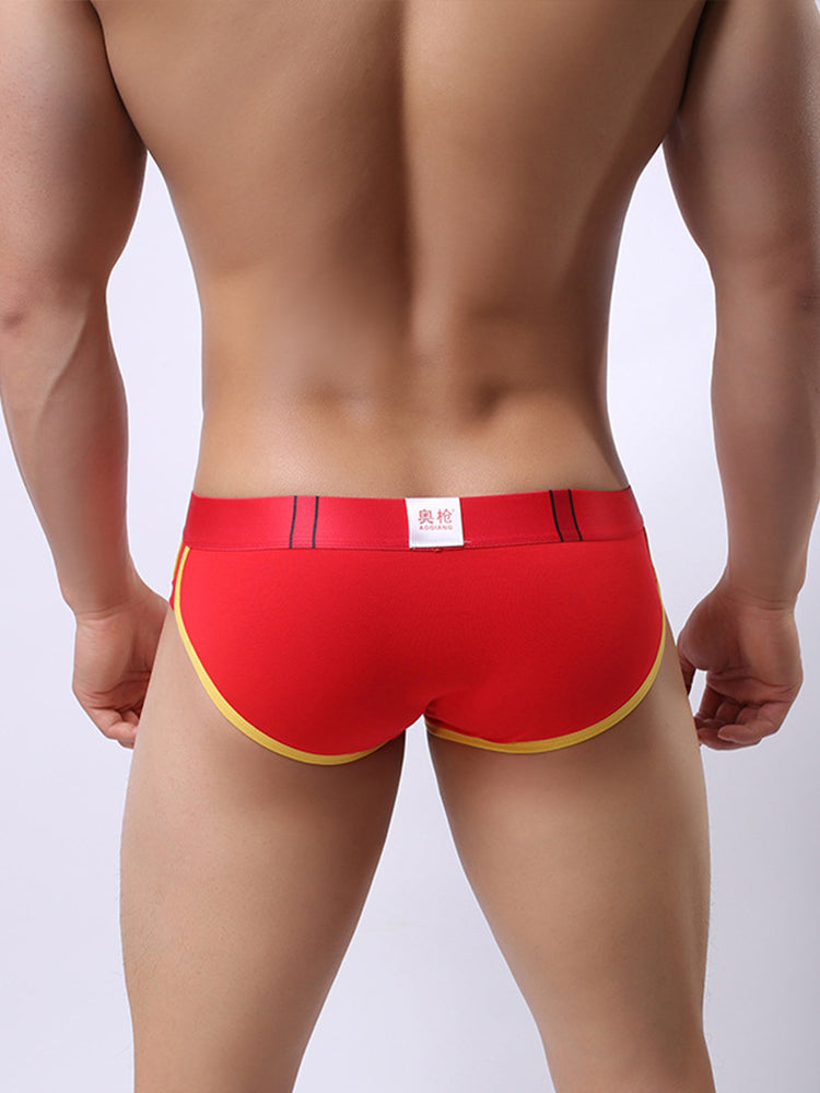 Zipper Belt Printed Cotton Pouch Briefs