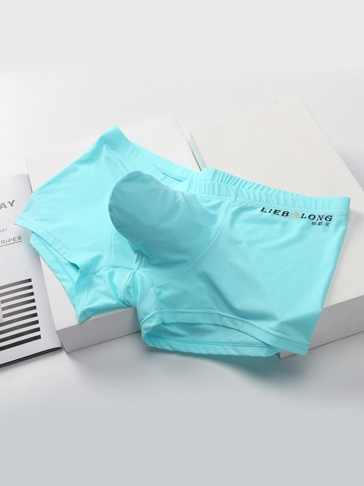 3 Pack Men's Breathable Ice Silk Double-Layered Big Pouch Sexy Boxer Briefs