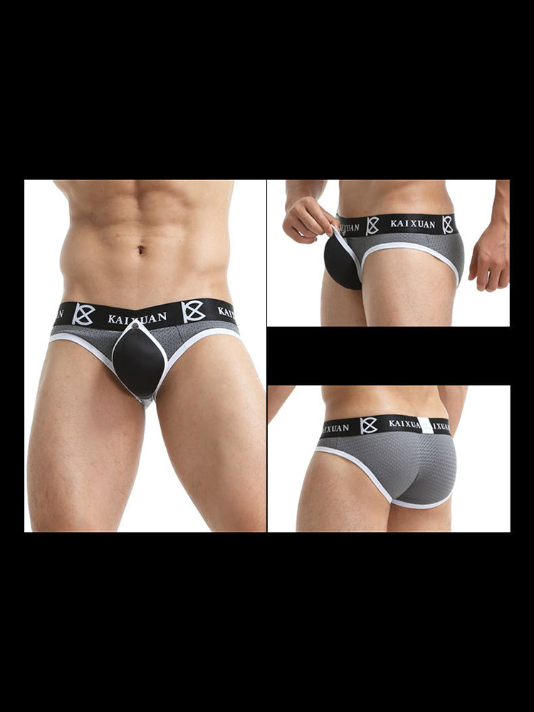2 Pack Men's Sexy Mesh Front Opening Sponge Coaster Briefs
