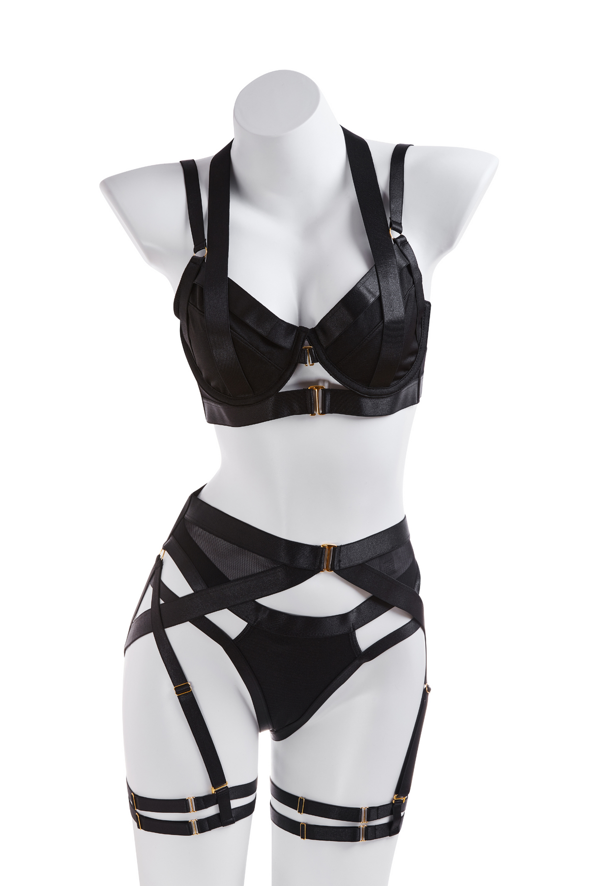 Strapped Bra, Briefs, Leg Rings Rave Lingerie Set