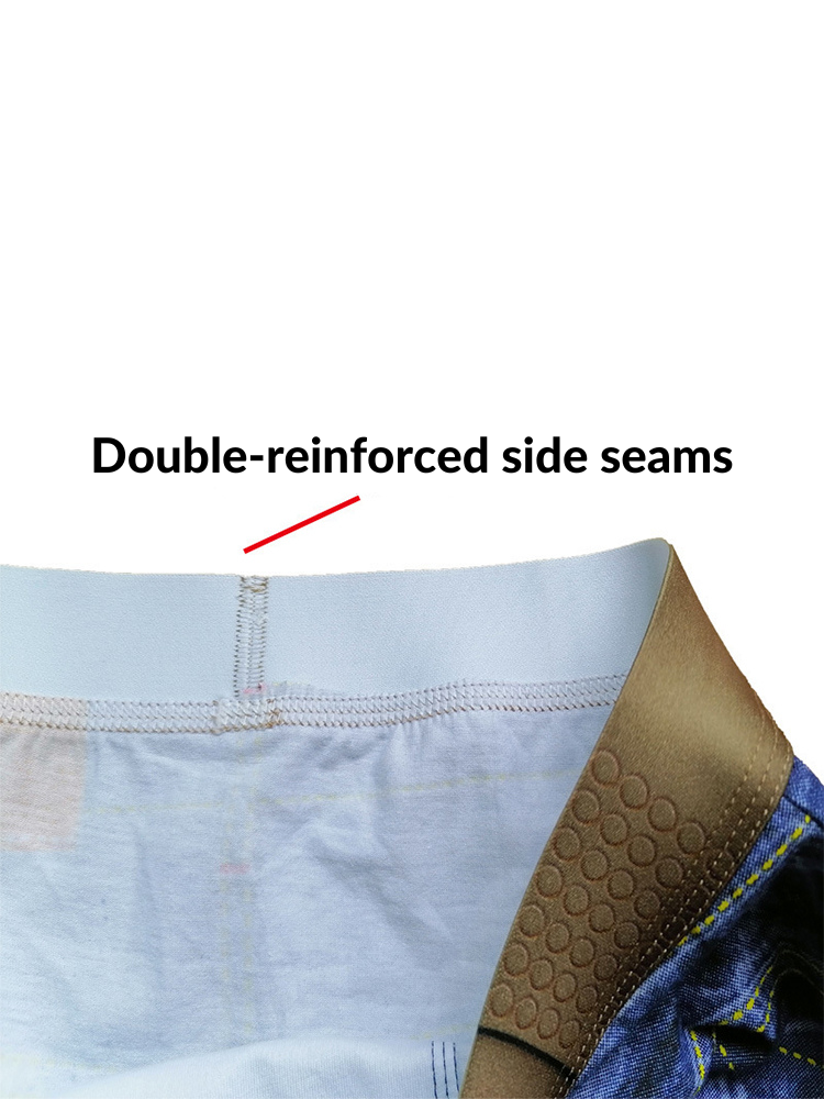 2 Pack Men's Denim Printed Cotton Boxer Briefs