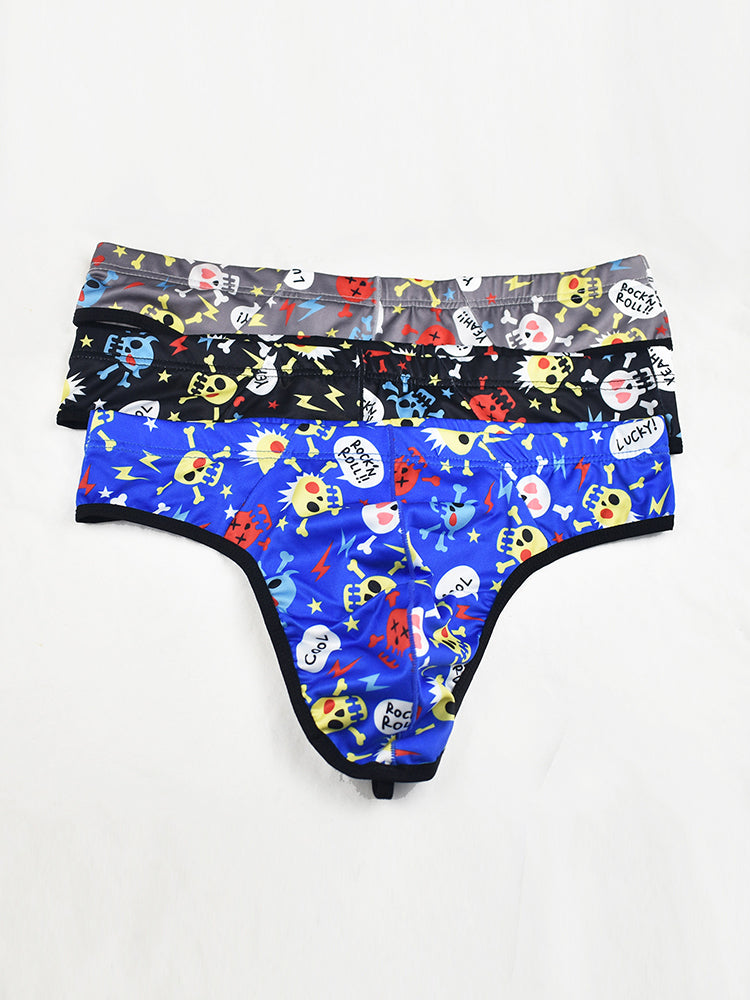 3 Pack Men's Skull Print Thong - Edgy & Sexy