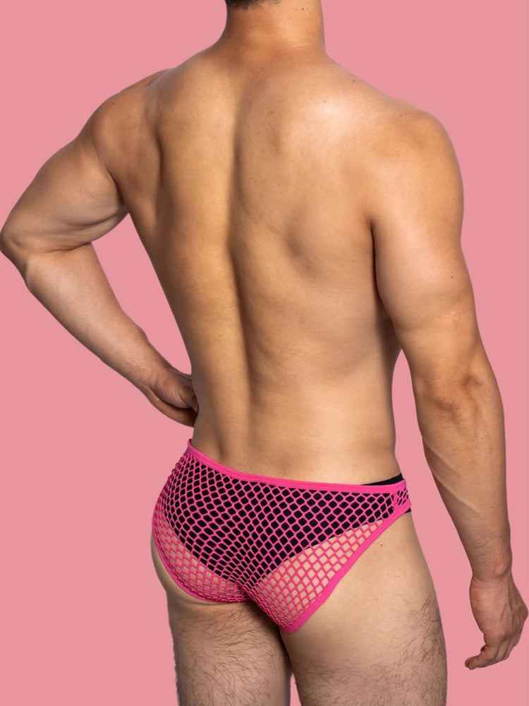 2 Pack Men's Low Waist Sexy Mesh Breathable Sports Transparent Briefs