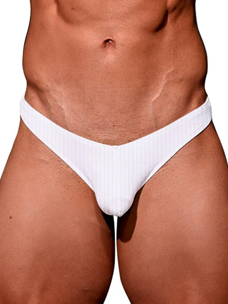 2-pack Men's Ribbed Low-rise Solid Color Thong