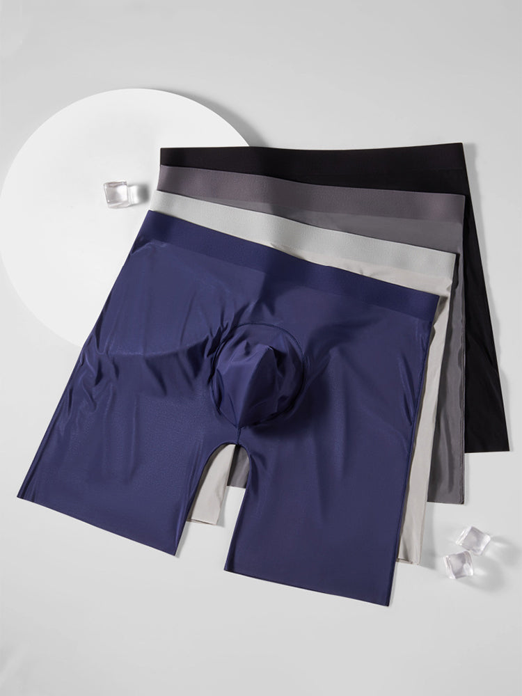 2 Pack Men's Ice Silk Anti-Chafing Quick-Dry Seamless Midway Briefs