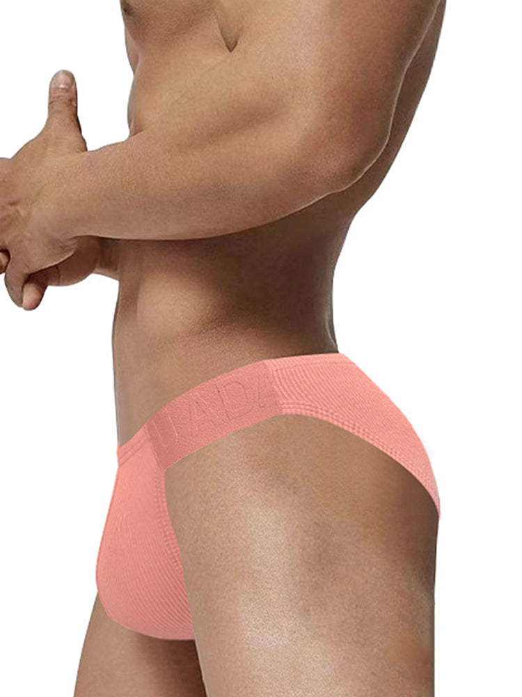 2 Pack Men's Low-Rise High-Cut Ribbed Cotton Bikini