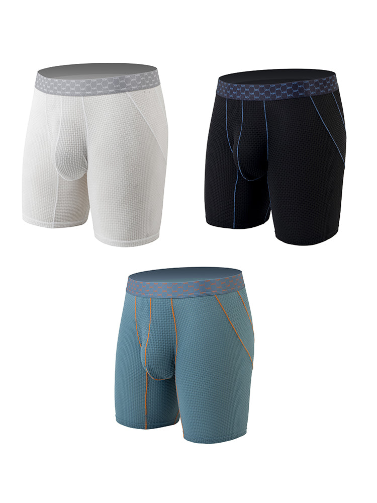 3 Pack Men's Anti-chafing Waffle Boxer Briefs