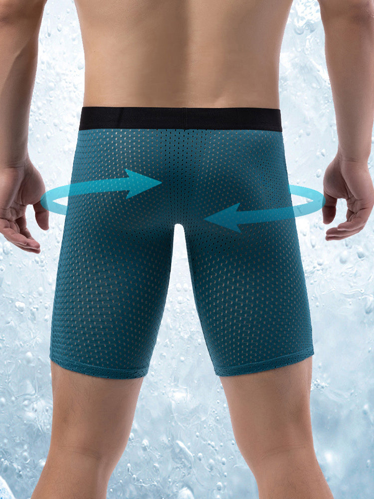 3 Pack Men’s Anti-chafing Mesh Long Boxer Briefs