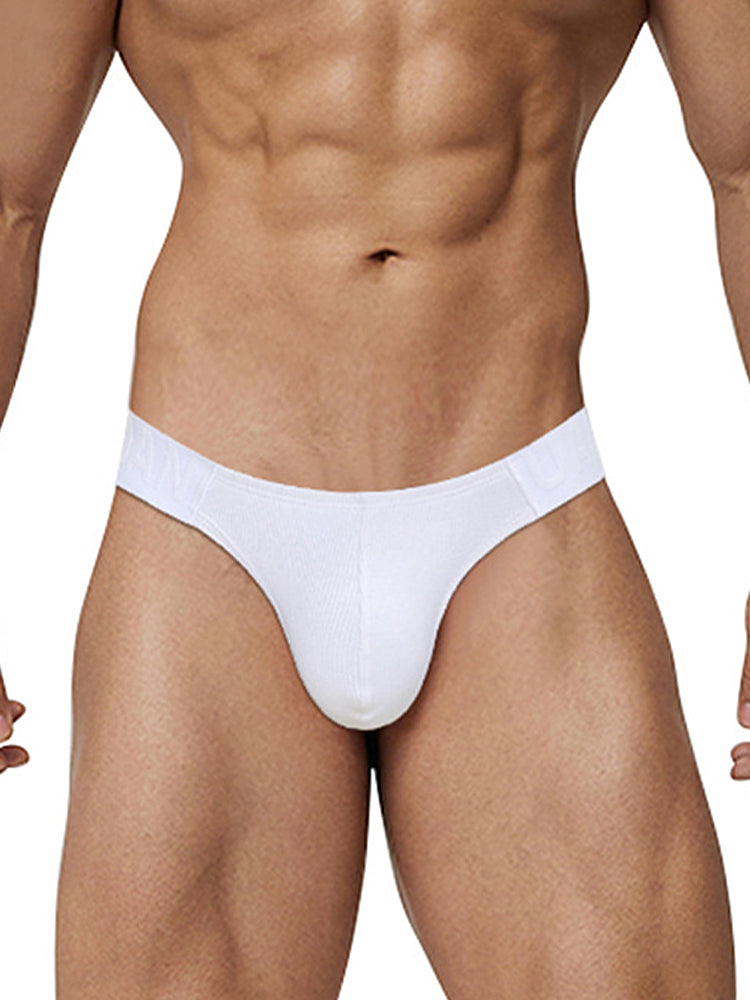 2 Pack Men's Low-Rise High-Cut Ribbed Cotton Bikini