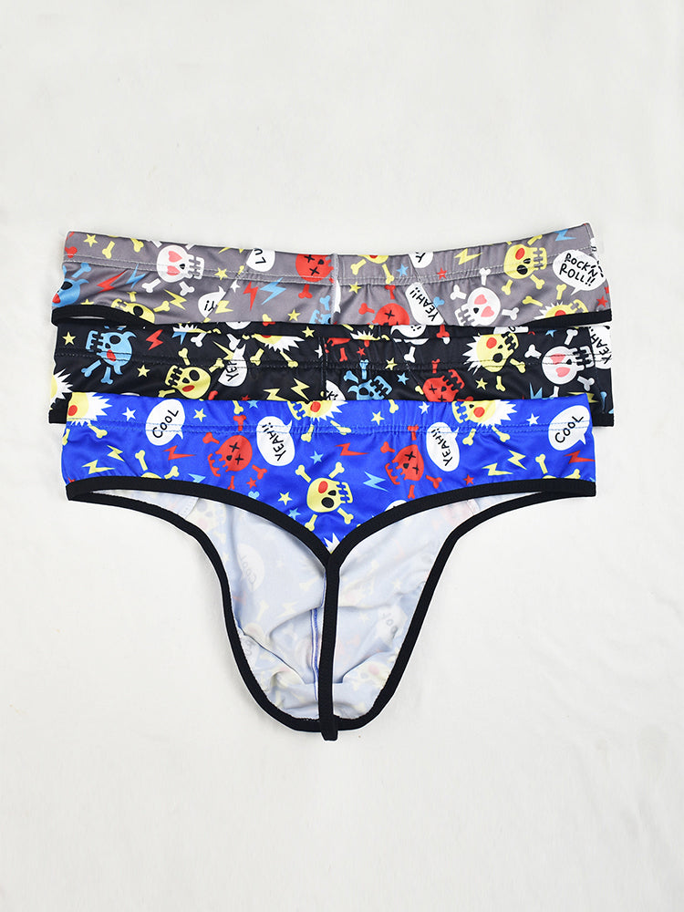 3 Pack Men's Skull Print Thong - Edgy & Sexy