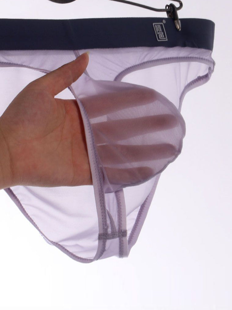 Men's Ultra Thin Ice Silk See-through Briefs