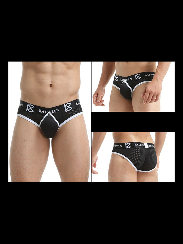 2 Pack Men's Sexy Mesh Front Opening Sponge Coaster Briefs