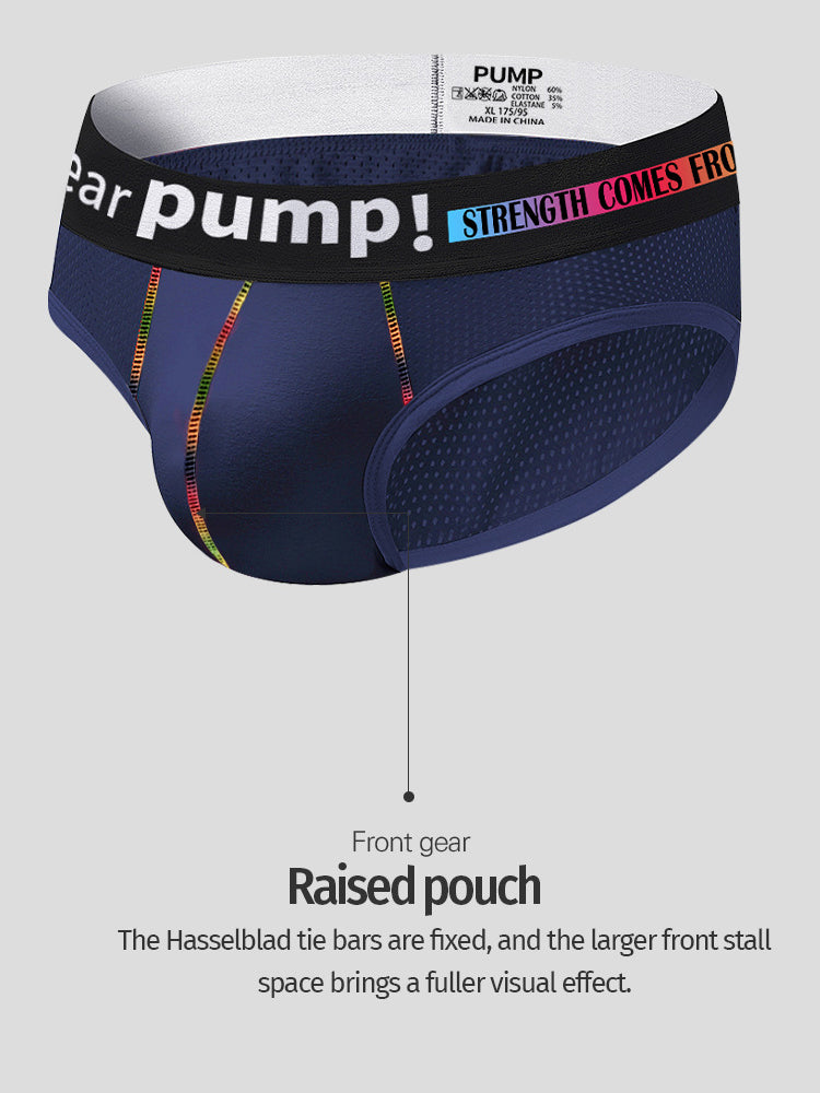 Men's Mesh Briefs With Colorful Spliced Lines