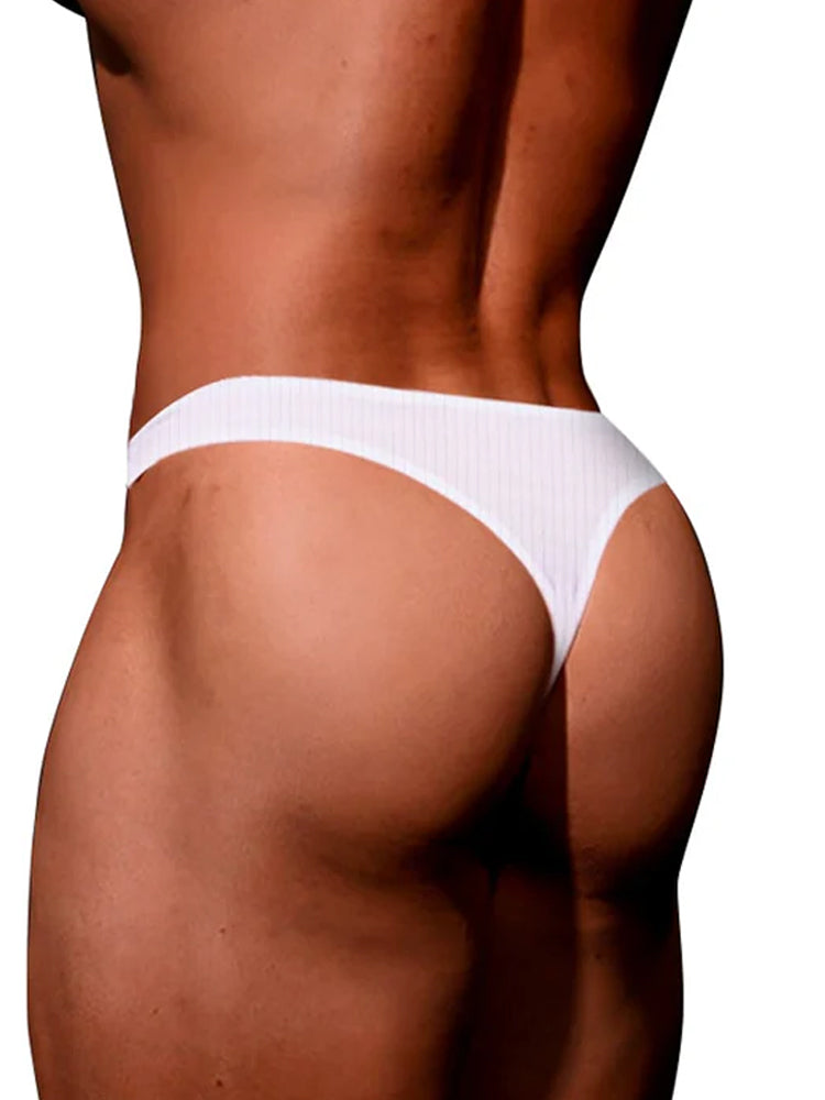 2-pack Men's Ribbed Low-rise Solid Color Thong