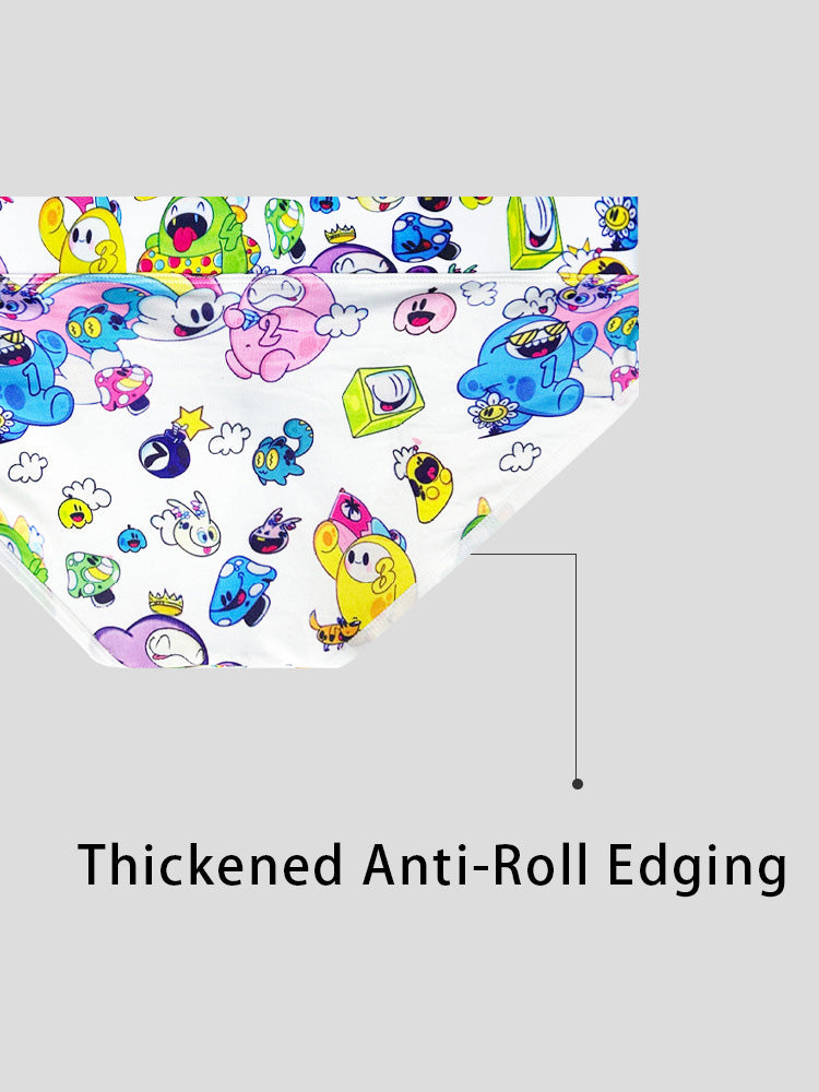 2 Pack Men's Playful Cartoon No-Tag Comfortable and Breathable Briefs