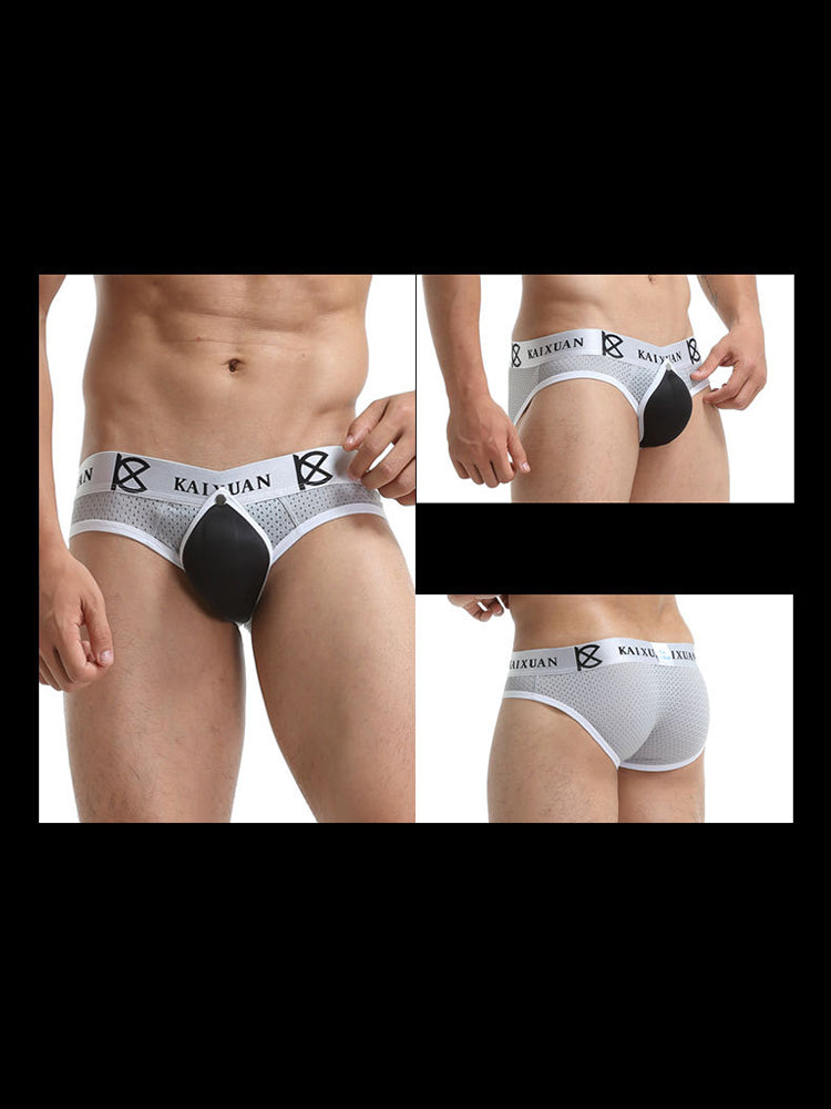 2 Pack Men's Sexy Mesh Front Opening Sponge Coaster Briefs