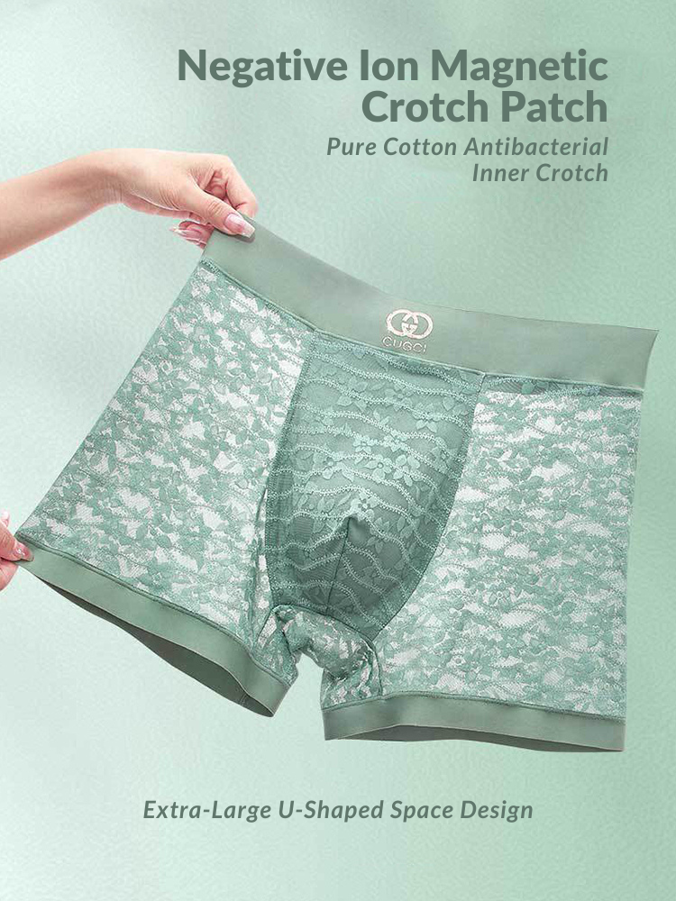 Men's Mid-Rise Sexy Seamless Lace Trunks