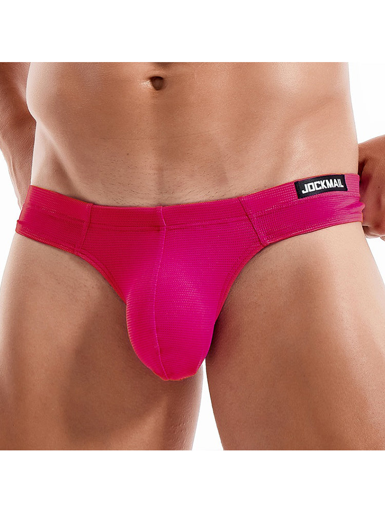 Men's Simple Breathable Mesh Pouch Thong & Strings
