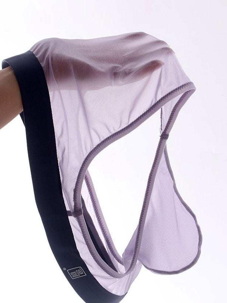 Men's Ultra Thin Ice Silk See-through Briefs
