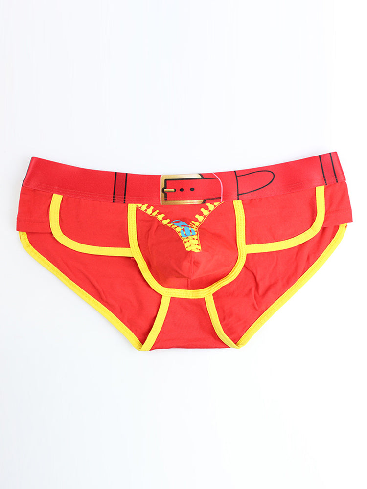 Zipper Belt Printed Cotton Pouch Briefs