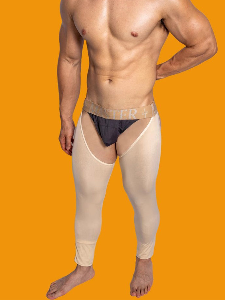 Men's Low-Waist Sexy Hollow Silk-Smooth Semi-Transparent Thermal Pants