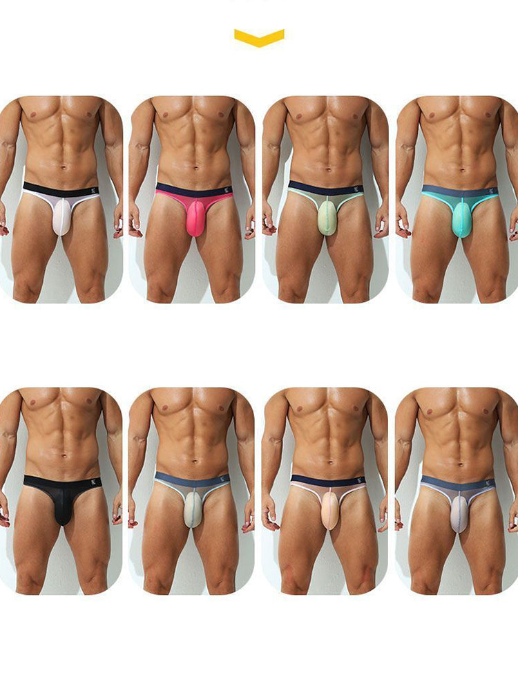 Men's Ultra Thin Ice Silk See-through Briefs