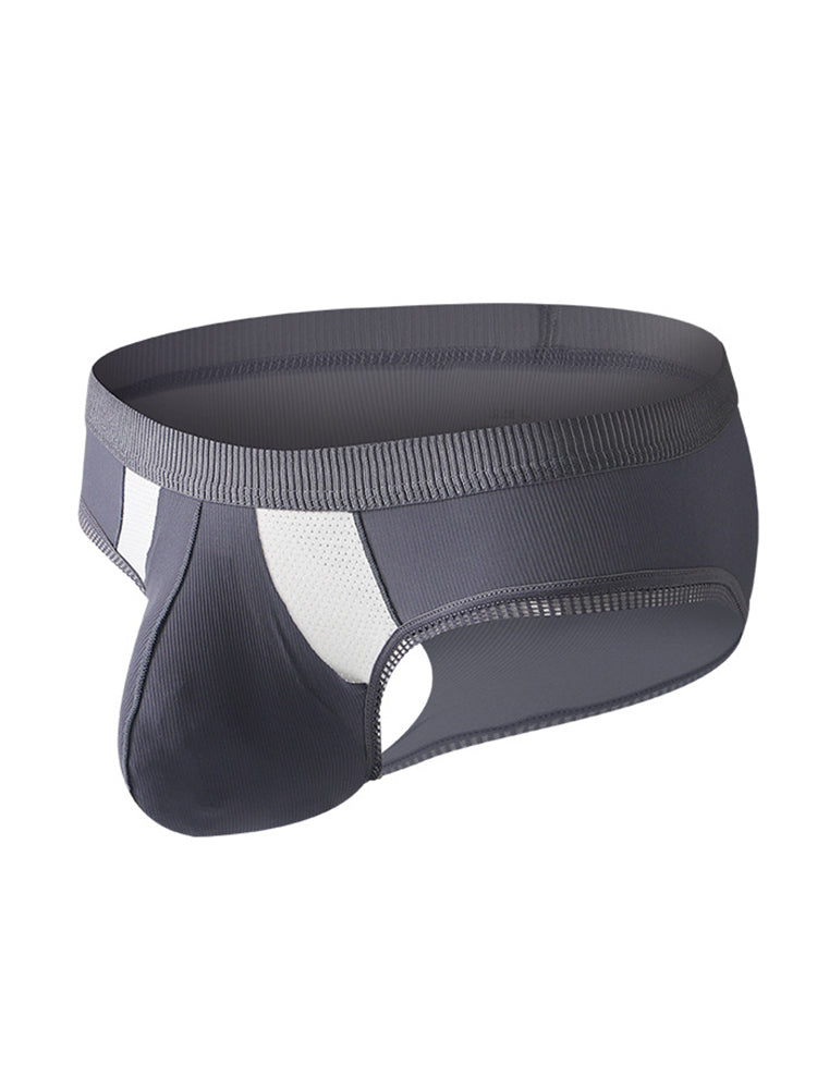 3 Pack Men's Low-Rise Ice Silk High-Stretch U-Convex Large Pouch Briefs