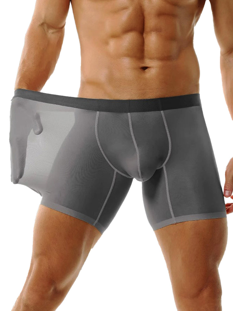 3 Pack Men's Ice Silk Athletic Long Boxer Briefs
